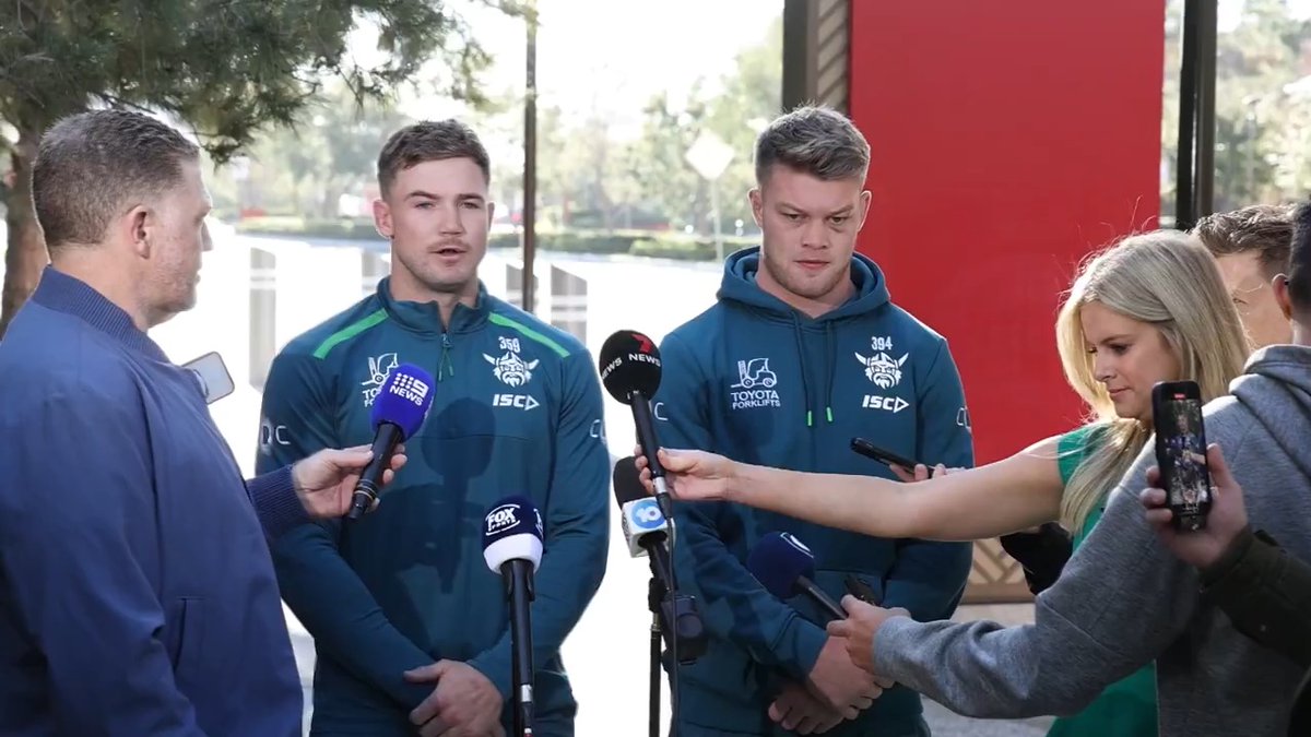 Raiders players Hudson Young and Morgan Smithies have spoken with media today in Las Vegas. #WeAreRaiders #NRLVegas