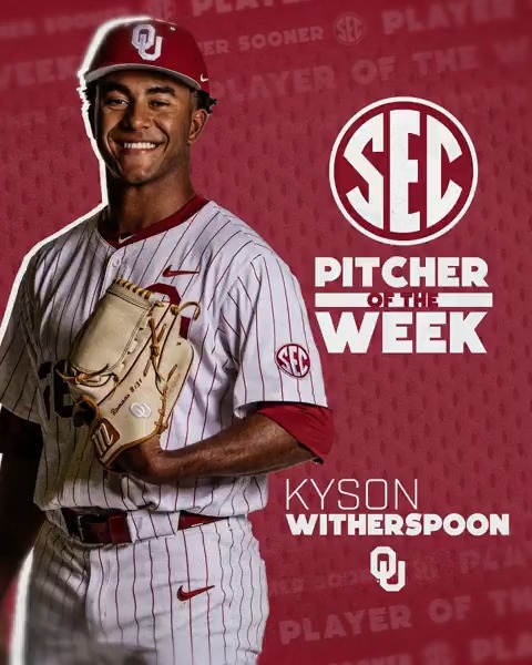 ⚾️ SEC Pitcher of the Week: Feb. 24 ☝️ Kyson Witherspoon Oklahoma Baseball x #SECBSB