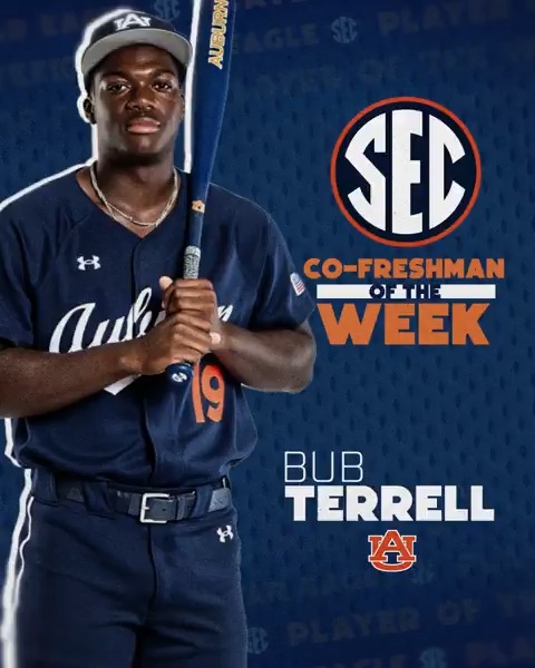 ⚾️ SEC Freshman of the Week: Feb. 24 🐅 Bub Terrell Auburn Baseball x #SECBSB