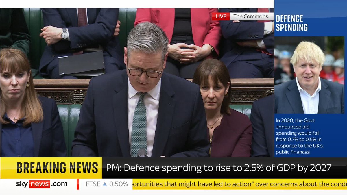 BREAKING: Sir Keir Starmer announces that he will increase defence spending to 2.5% of GDP by 2027, by cutting the aid budget. 📺 Sky 501, Virgin 602, Freeview 233 and YouTube
