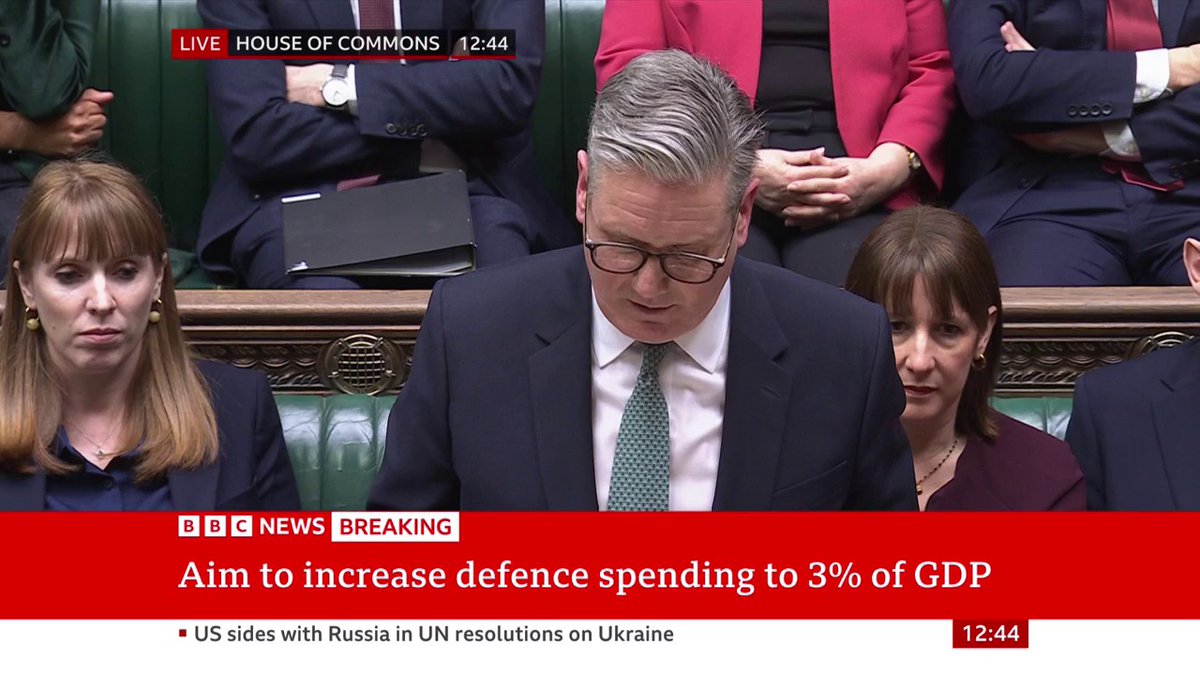 "This government will begin the biggest sustained increase in defence spending since the end of the Cold War" PM Keir Starmer announces the UK will raise defence spending to 2.5% of GDP by 2027 Follow live