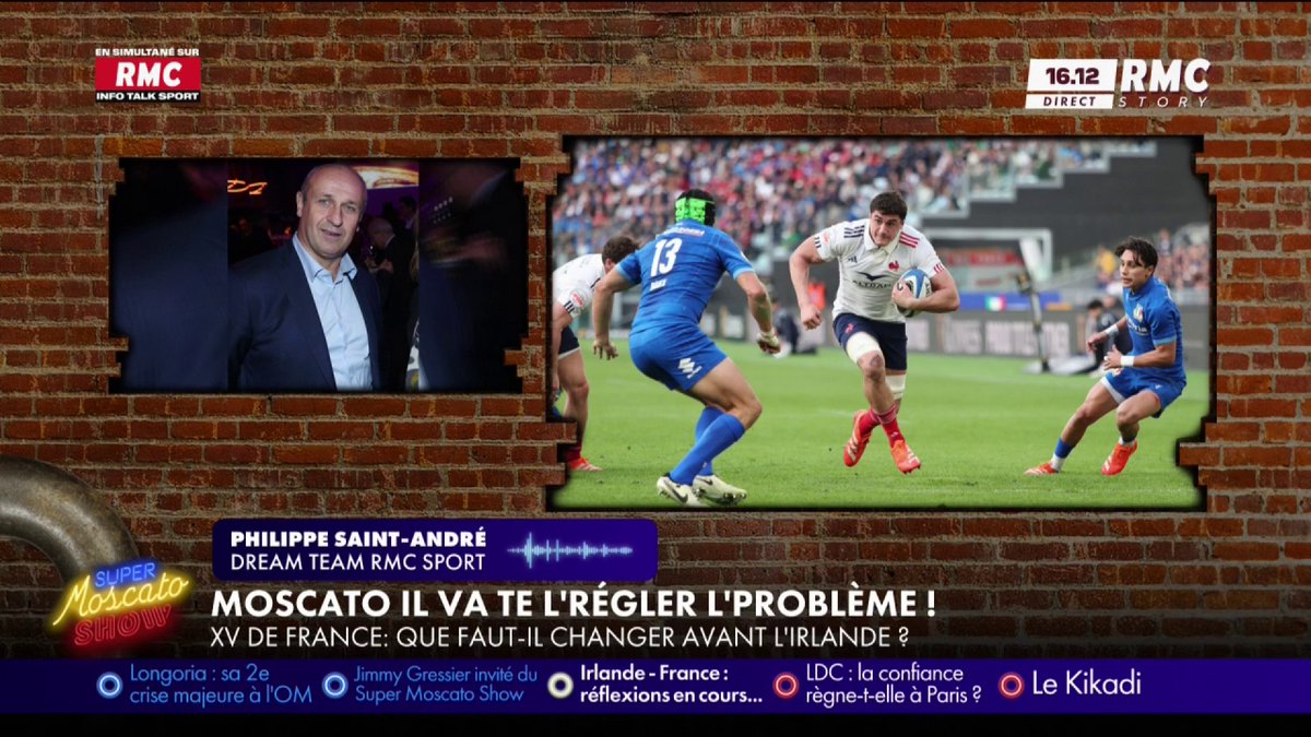 🗣️ Philippe Saint-André : "Vincent, quand tu jouais 8, tu étais un 3ème ligne de rupture." 😅 Vincent : "Oui, rupture des croisés, rupture sentimentale, rupture de contrat."