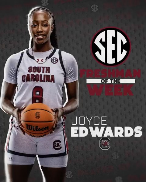 🏀 SEC Freshman of the Week: Feb. 25 🐓 Joyce Edwards South Carolina Women's Basketball x #SECWBB