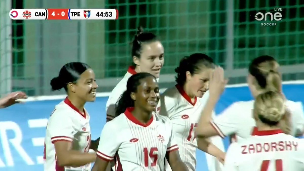 GOAL ๐จ๐ฆ๐จ๐ฆ๐จ๐ฆ๐จ๐ฆ๐จ๐ฆ Megan Reid gets her FIRST INT'L GOAL ๐ It's 5-0 for #CanWNT vs. Chinese Taipei as the first half comes to a close ๐ ๐ด Watch LIVE on OneSoccer