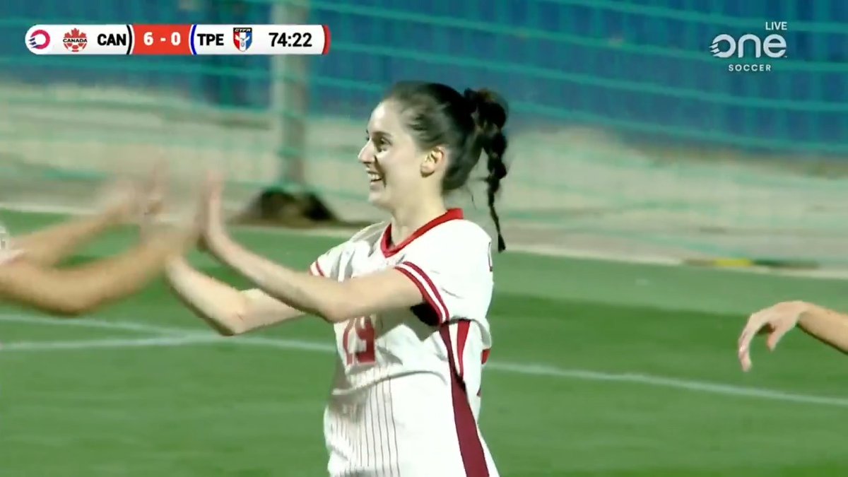 GOAL 🇨🇦x7 Clarissa Larisey makes it 7-0 for the #CanWNT vs. Chinese Taipei, getting a great header from a Jayde Riviere cross to beat the 'keeper off the ground 😎 🔴 Watch LIVE on OneSoccer