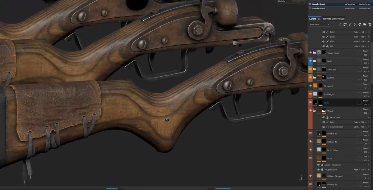 Shotgun wood frame material build up in substance painter.