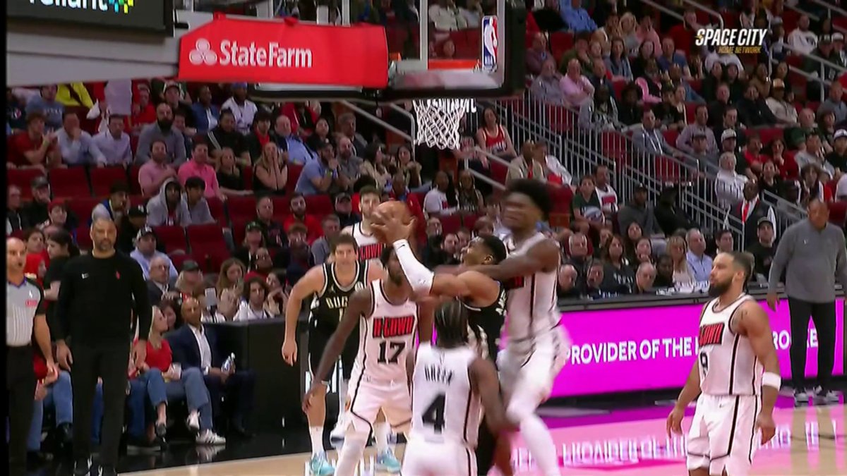 Amen Thompson was ejected for a flagrant two foul on Giannis.