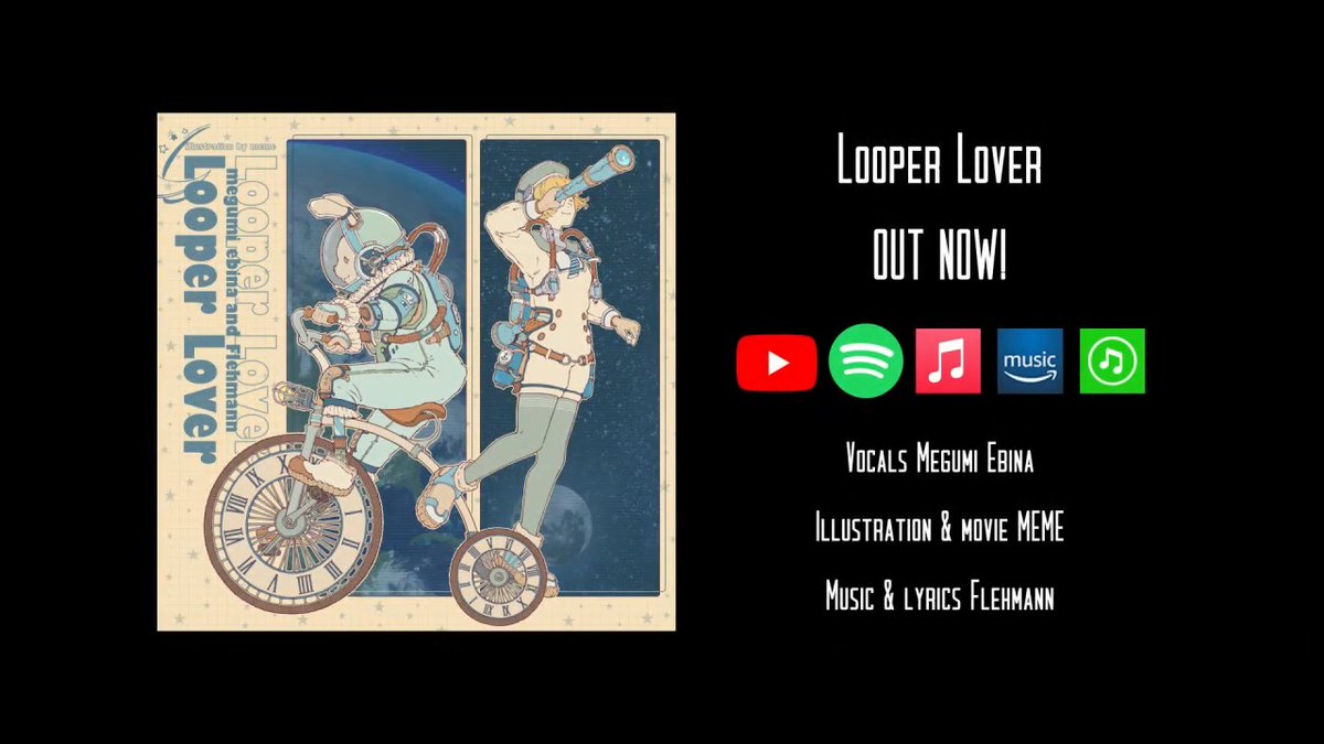 新作コラボ曲公開！ 「Looper Lover」 [Soul music × Retro future] がテーマ。歌もサウンドも動画も三人でこだわって制作しました。ぜひご視聴ください！ 🎤 Vocal: 蛯名めぐみ様（Ebina_Megumi(てお)🐳🍮） 🎨 Illustration &amp; movie: めめ様（めめ） フル版、音源DLはリプ欄から⬇︎ #フリーBGM