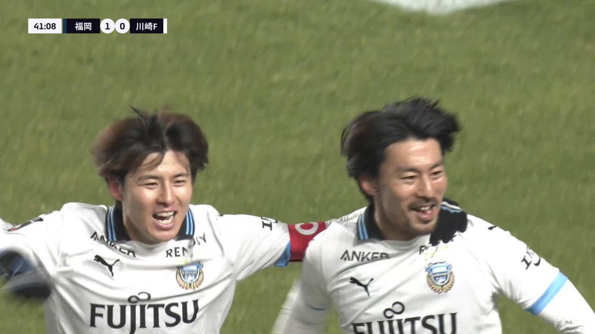 高精度FKから最後は #家長昭博 のバックヘッド🔥 🎦 ゴール動画 🏆 明治安田Ｊ１リーグ 第3節 🆚 福岡vs川崎Ｆ 🔢 1-1 ⌚️ 42分 ⚽️ 家長 昭博（川崎Ｆ) #Ｊリーグ