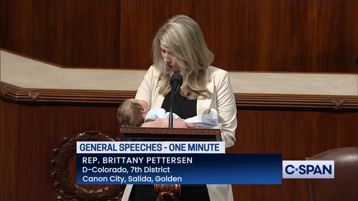 From Tuesday night, U.S. Rep. Brittany Pettersen: "I rise today with my newborn, Sam, who's just four weeks old. Unfortunately, I wasn't given the opportunity to vote remotely after giving birth, but I wasn't going to let that stop me from being here to represent my constituents..."