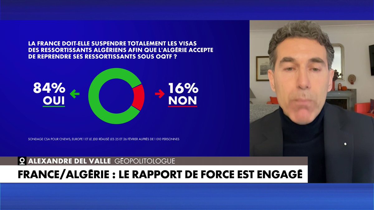 Alexandre del Valle, géopolitologue : «Montrer les muscles à l’Algérie maintenant ne va faire qu’empirer les choses», dans #180MinutesInfo