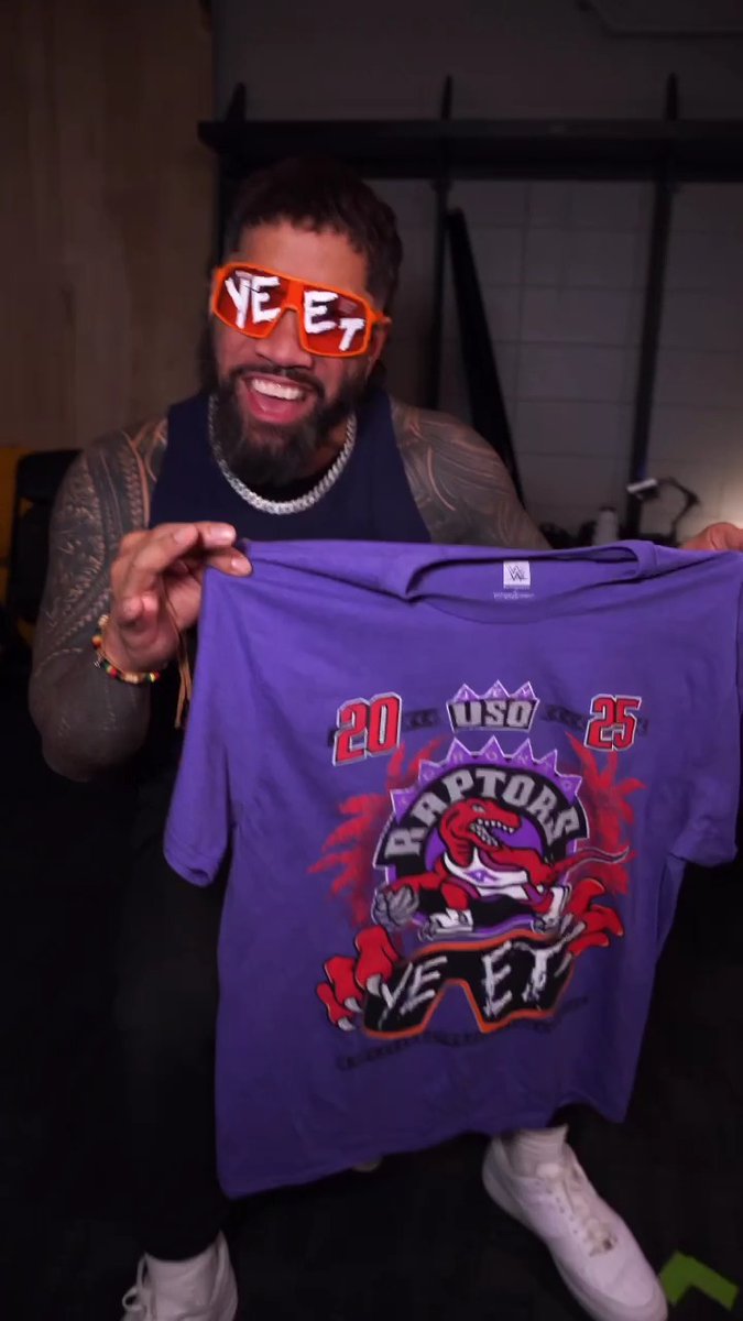 Jey Uso x Toronto Toronto Raptors Tee available EXCLUSIVELY at WWE Friday Night #SmackDown at Scotiabank Arena 🔥 Preorder for ticket holders ONLY, open now on the Scotiabank Arena App: For non ticket holders, available at Real Sports Apparel beginning 1PM Friday
