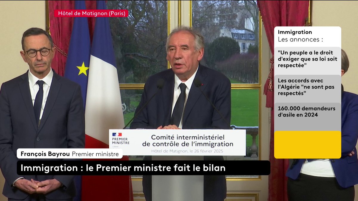 🇫🇷🇩🇿🚨 Le Premier ministre français, François Bayrou, annonce que la France va demander un réexamen des accords bilatéraux avec l'Algérie et menace de remettre en cause ces accords.