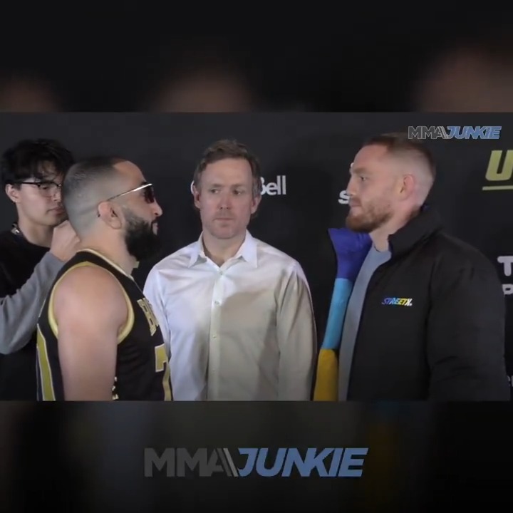 Belal Muhammad and Jack Della Maddalena squared up for the first time today in Montreal. 👀 #UFC315