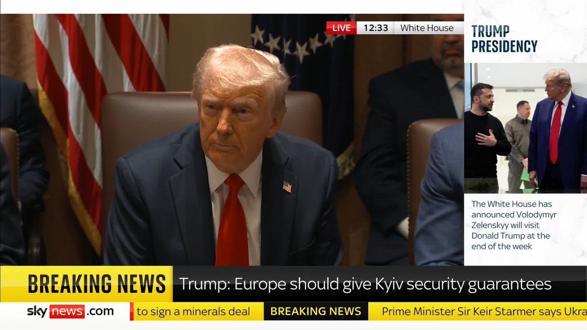 'The European Union was formed in order to screw the United States, but now I am president.' US President Donald Trump talks about EU tariffs that he will impose in his first cabinet meeting. He says 'it will be 25 percent in most cases'. 📺 Sky 501
