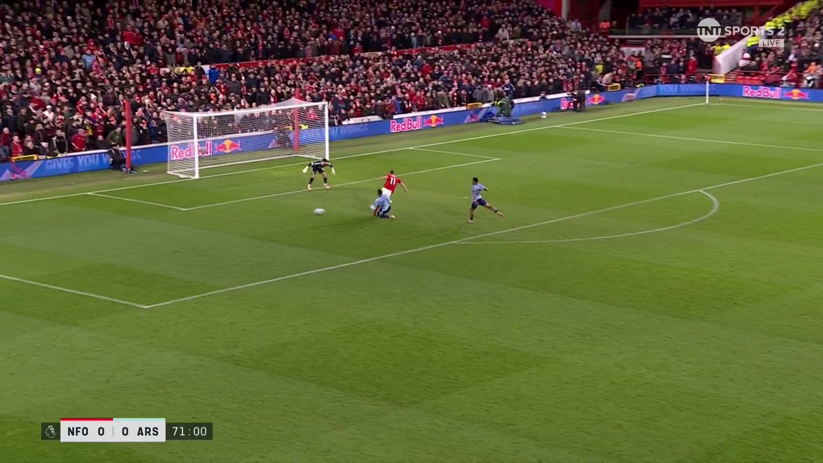 Saliba the saviour 🙏 Chris Wood is denied by Saliba's goal-saving challenge 😮‍💨 📺 TNT Sports &amp; discovery+ UK