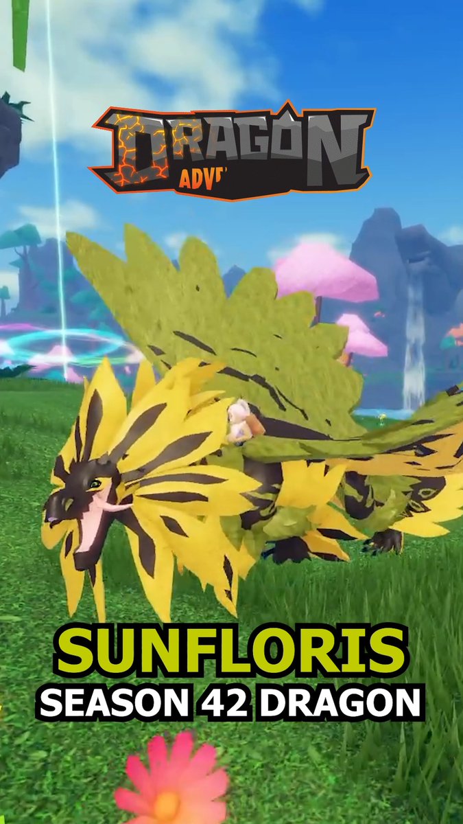 The radiant Sunfloris is blooming just in time for Season 42 as the newest Season Dragon in Dragon Adventures releasing this Saturday! 🌻 #DragonAdventures #Roblox #TwinAtlas #SonarStudios