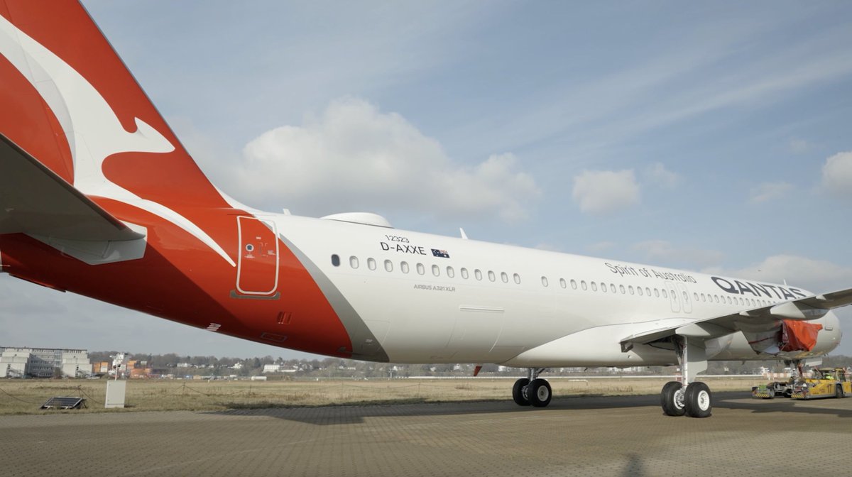 Our first Airbus #A321XLR gets its Qantas colours 🎨🖌️ Qantas will be one of the first airlines in the world to operate this next-generation aircraft as part of our historical fleet renewal program.
