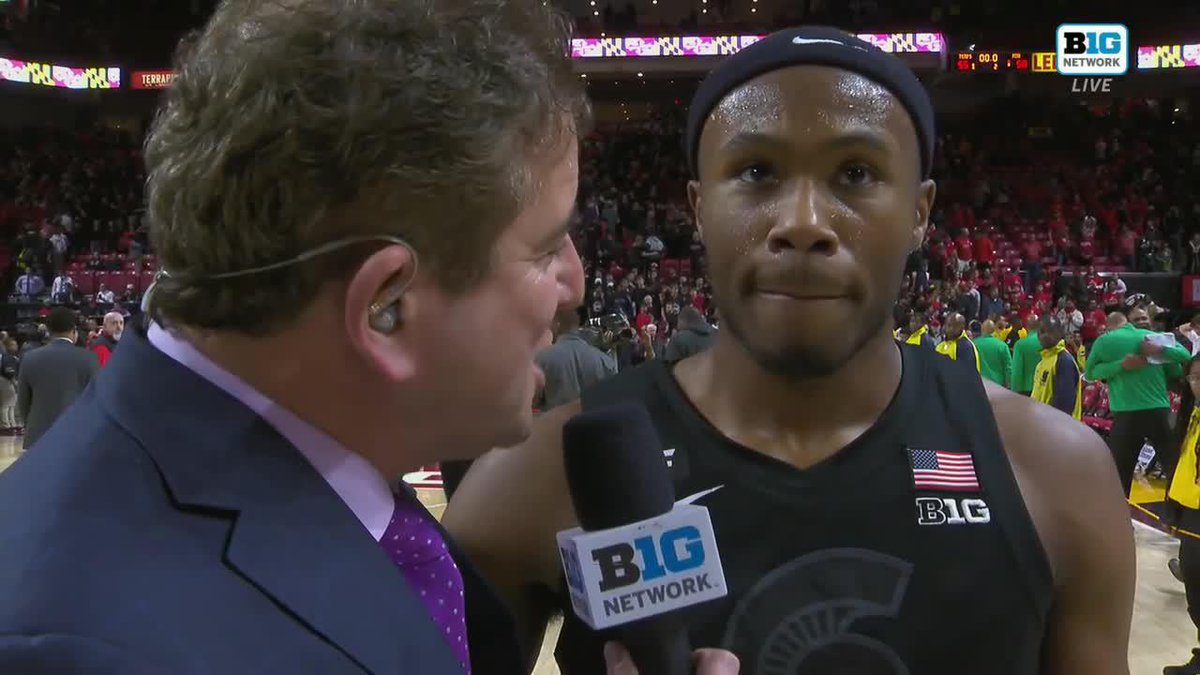 "This is a special team." 💚 Andy Katz talked with Tre Holloman after his buzzer beater 3 to beat Maryland. #B1GMBBall x Michigan State Men's Basketball