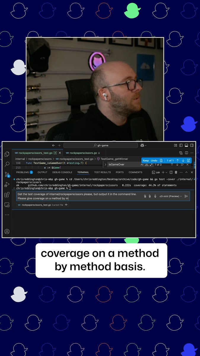 Join us for Rubber Duck Thursdays as we continue chatting, writing code, and building our ideas! 💻 Last week, we used Copilot Agent Mode to add more games to our GitHub CLI Extension. ✅ Watch at 10:30 a.m. GMT or 2:00 p.m. ET ⬇️