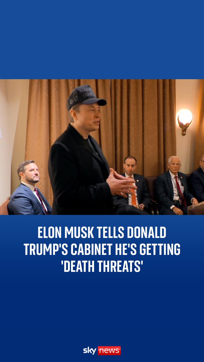 Elon Musk, the unelected US official and head of the Department of Government Efficiency told Donald Trump's cabinet he has been "taking a lot of flack and getting a lot of death threats". Read more: