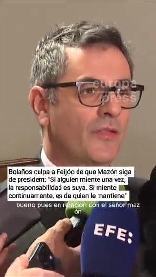 Bolaños culpa a Feijóo de que Mazón siga como presidente valenciano: "Cuando una persona miente una vez, la responsabilidad es suya. Cuando miente continuamente, la responsabilidad es de quien le mantiene en el cargo"