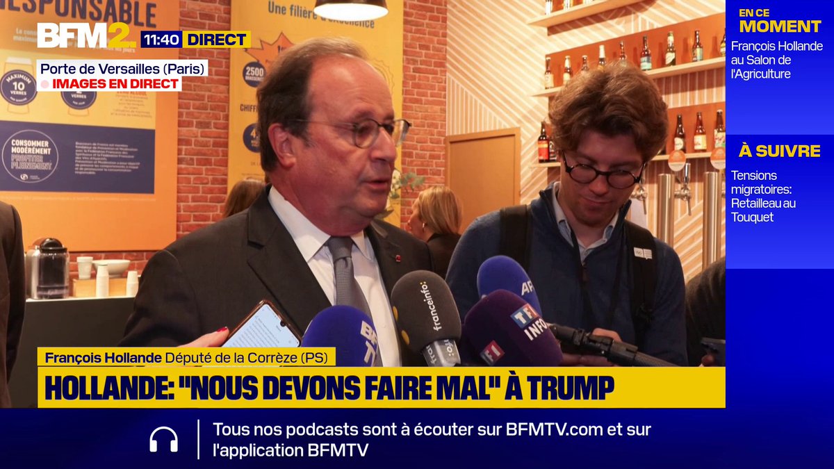 François Hollande : "Donald Trump ne réagit que par rapport à l'argent(...); il faut le toucher là ça où ça lui fait mal. Et nous les Européens, nous devons lui faire mal, très mal"