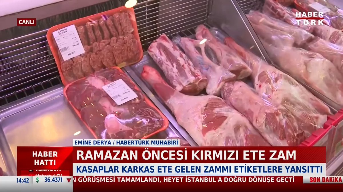 Mahalle kasaplarında kırmızı ete 50 TL zam geldi, dana kıyma 770 TL oldu. (Habertürk)