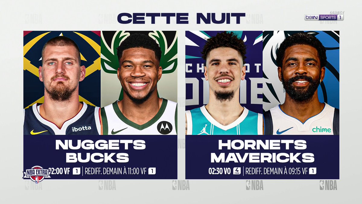 ๐ #NBAExtra ๐คฉ Deux chocs en NBA ร suivre cette nuit dont un Nuggets @ Bucks ร 2H sur beIN SPORTS 1 !