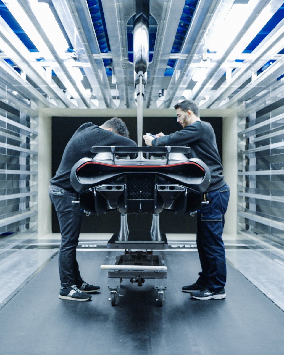 The BUGATTI TOURBILLON – with its new hybrid system – pushes aerodynamics to new heights. See how Paul Burnham and the team perfect it with scale models and wind tunnels in "A New Era" on YouTube. #BUGATTI #BUGATTITourbillon #PourLÉternité –