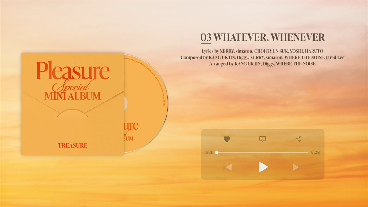 #TREASURE SPECIAL MINI ALBUM [PLEASURE] Track Spoiler ✉️ #WHATEVERWHENEVER SPECIAL MINI ALBUM [PLEASURE] 2025.03.07 6PM (KST) Pre-Save Now. : Pre-Order Now. : #트레저 #SPECIALMINIALBUM #PLEASURE #TRACK_SPOILER #YG