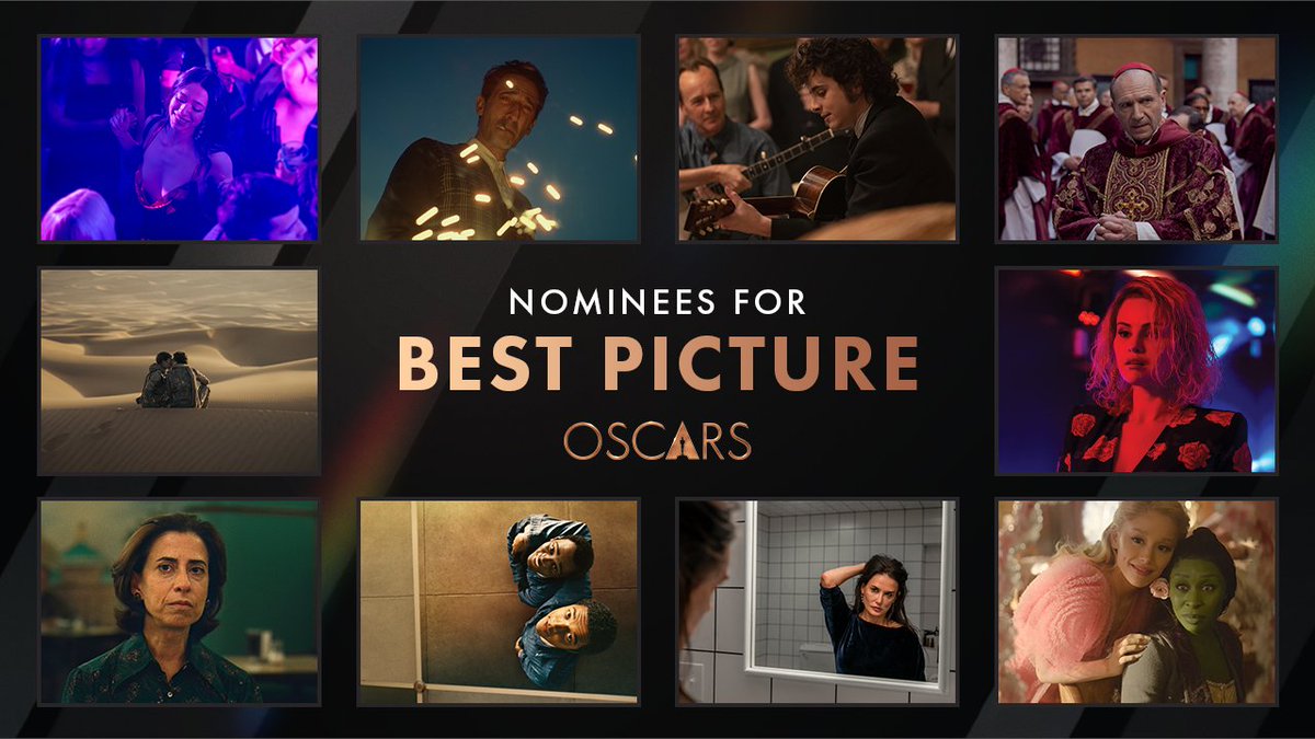 Presenting this year’s Best Picture nominees: • Anora • The Brutalist • A Complete Unknown • Conclave • Dune: Part Two • Emilia Pérez • I'm Still Here • Nickel Boys • The Substance • Wicked Watch the 97th #Oscars LIVE on Sunday, March 2nd, at 7e/4p on ABC and Hulu.