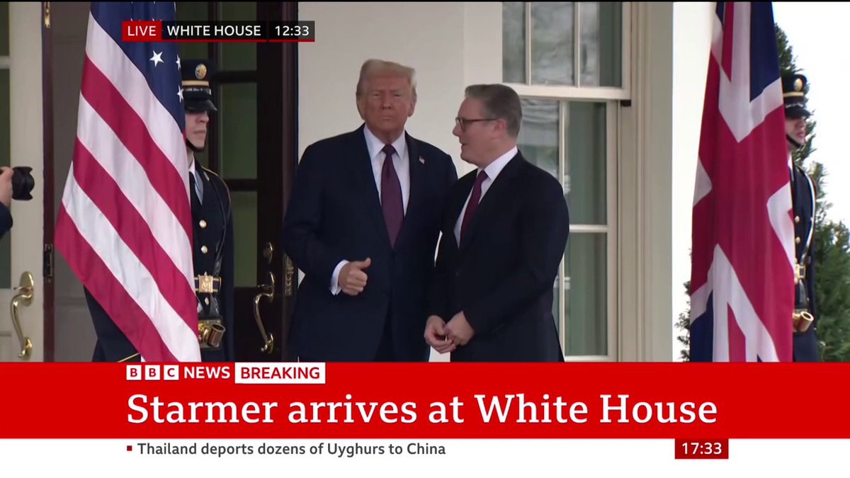 UK PM Keir Starmer is greeted by US President Donald Trump ahead of talks at the White House Follow live: