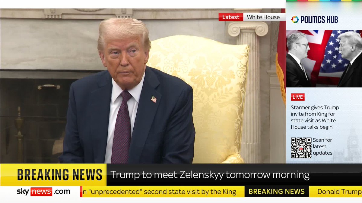 'I'm very impressed with the Prime Minister's wife, she is a beautiful great woman,' says Donald Trump. "I second that," says Sir Keir Starmer. President Donald Trump and Prime Minister Keir Starmer answer questions in the Oval Office. 📺 Sky 501 / YT