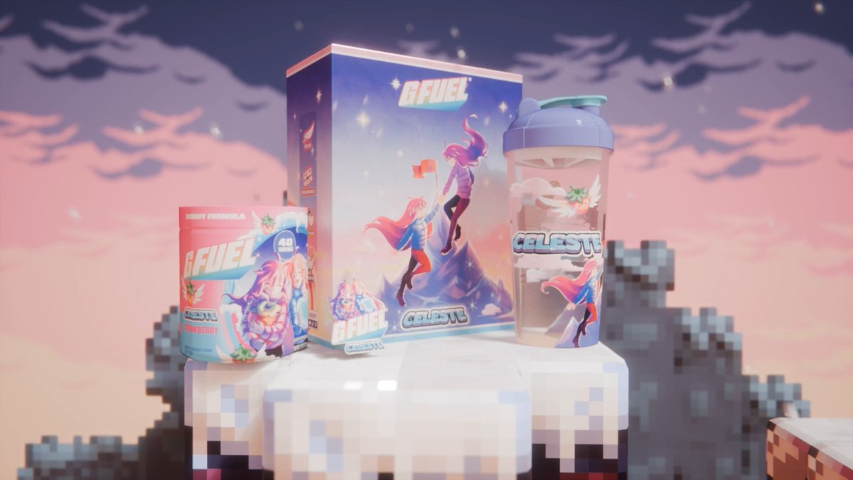 🍓🗻 CELESTE X G FUEL IS LIVE!!! 🧗🎮 Inspired by the beautiful Celeste, our limited-edition Collector’s Box will help empower your next climb with our new sweet strawberry flavor and Unique stickers you won’t find anywhere else. 🙏 PLUS – we’re donating 10% of all flavor proceeds to the National Alliance on Mental Illness. Check out their work: NAMI 👉 Start your climb today! 🛍️