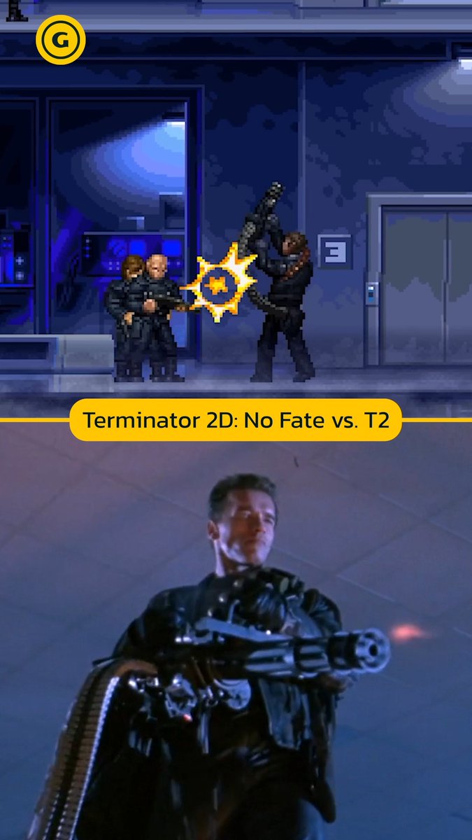 Don't worry, he'll be back 👍 T2 vs. #Terminator 2D: No Fate 💥