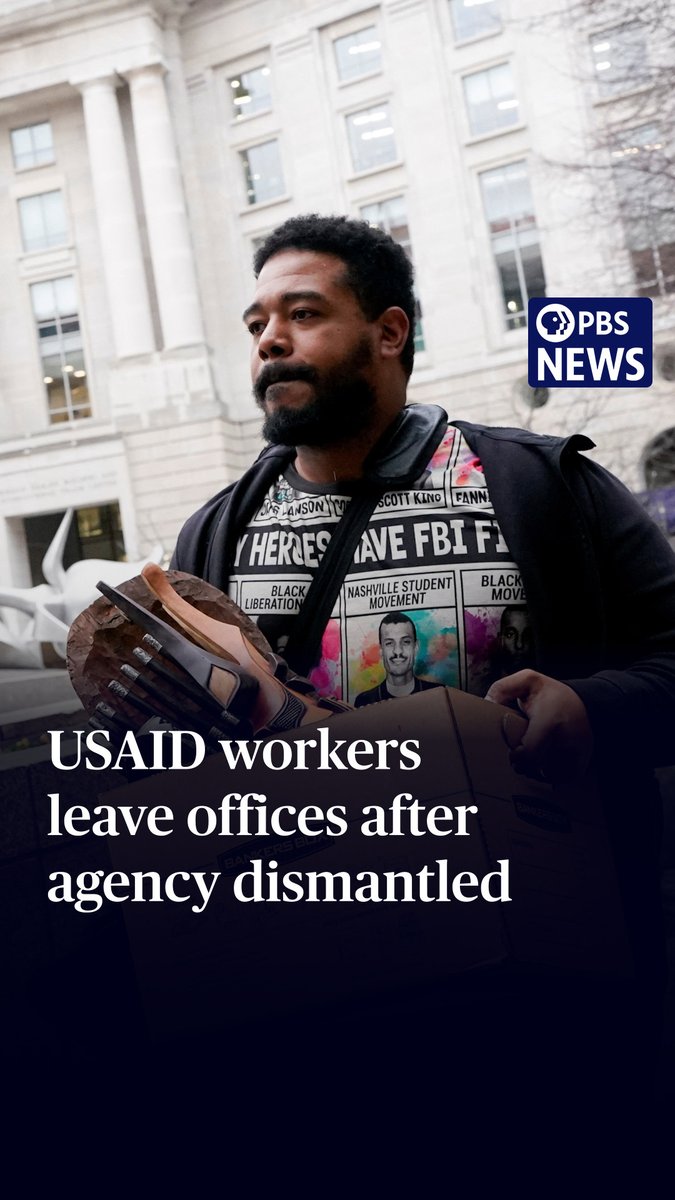 Thousands of U.S. Agency for International Development staffers who worked at the agency’s headquarters in Washington, D.C. were given 15-minute time slots to gather their belongings and were escorted out of the building by federal officers on Thursday. The scene of tearful federal staffers leaving with boxes and bags of their things comes amid the Department of Government Efficiency’s dismantling of the agency in recent weeks, including cutting funding, placing workers on leave, and terminating contracts leaving only a fraction of USAID workers left. PBS News’ Lisa Desjardins was present outside of the building and recorded this footage.