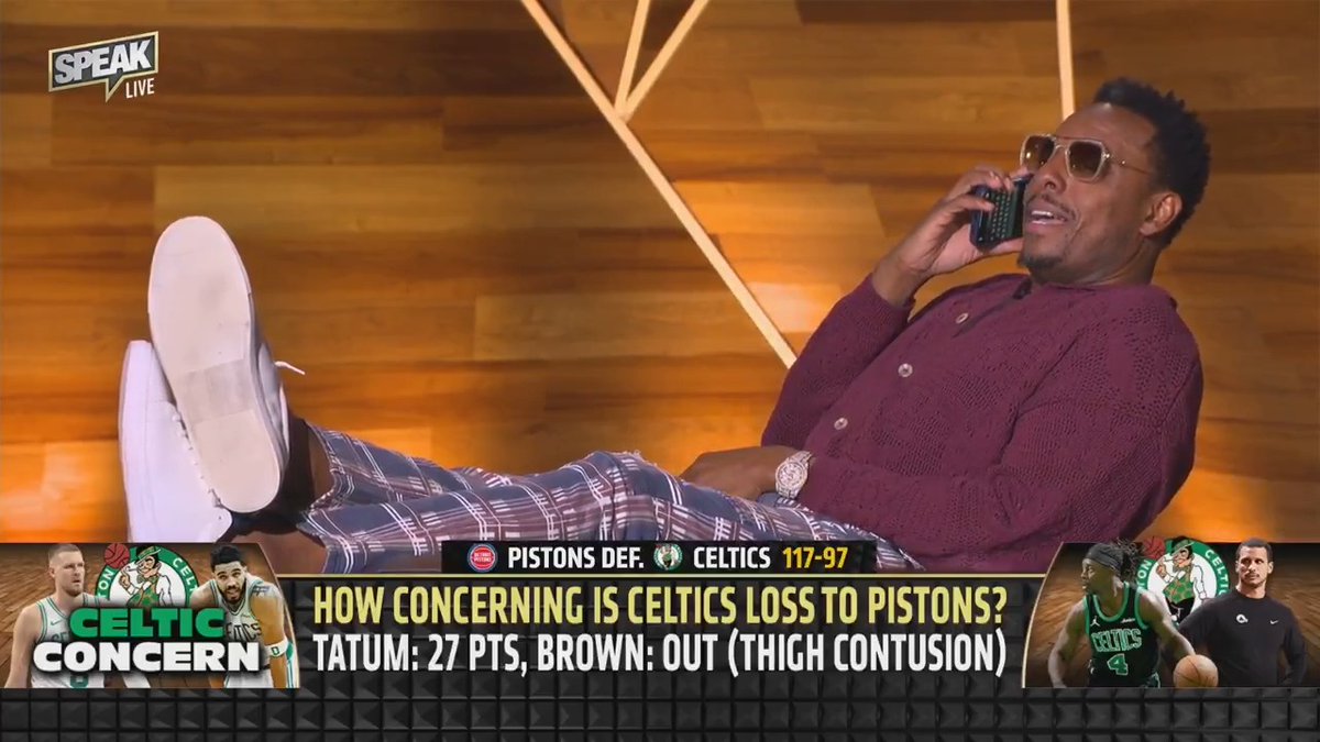 .Paul Pierce isn't worried at all about his Celtics' bad loss to the Pistons. 😂