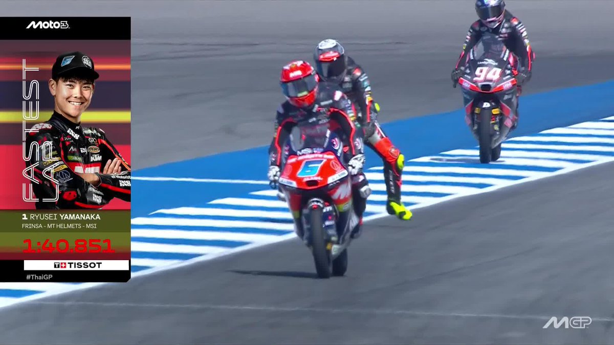 💪 Ryusei Yamanaka #6 draws first blood in #Moto3 FP1! He leads Rueda by 0.050s in Buriram ⏱️ #ThaiGP 🇹🇭