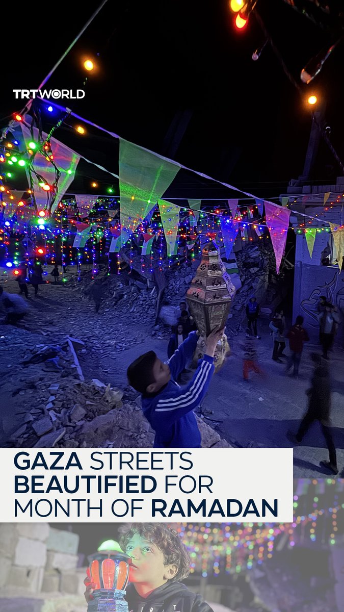 Palestinians in southern Gaza’s war-torn Khan Younis decorated the streets with lanterns, flags, and colourful banners to usher in the Islamic holy month of Ramadan, set to begin on Saturday, March 1