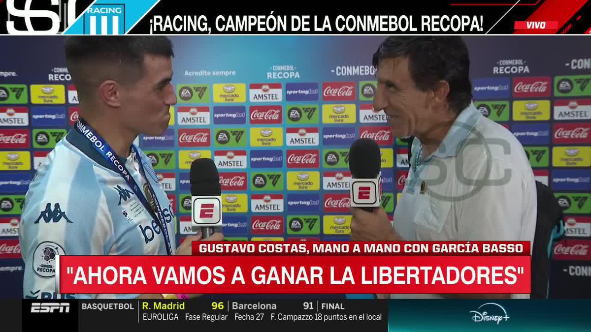 #Racing | Gustavo Costas luego de la Recopa, con Agustín García Basso "Este grupo quiere llevar a Racing a lo más alto. Nada de ser candidatos. Ahora hay que ganar la Libertadores"