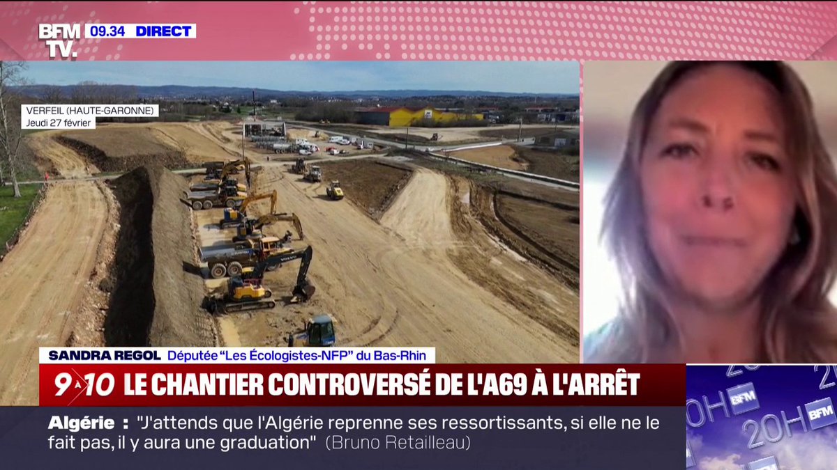 💬 "Ce qui est en jeu c'est comment on construit pour ne pas hypothéquer notre avenir" Sandra Regol, députée Les Écologistes-NFP" s'exprime sur l'arrêt du chantier de l'autoroute A69