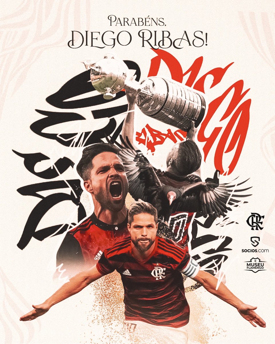 Capitão Diego Ribas, hoje é o seu dia! Seja nos momentos difíceis ou nas várias conquistas com o nosso Manto, você nunca se omitiu, e é por isso que se tornou um ídolo rubro-negro e um dos grandes jogadores que tivemos o prazer de ver jogar com a 10. Obrigado por tudo! #CRF