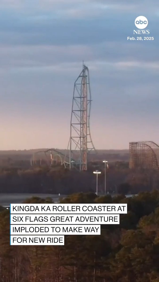 Long live the king 👑 The Kingda Ka roller coaster at Six Flags Great Adventure in New Jersey was brought down in an implosion to make way for a new ride. When it opened in May of 2005, it was the tallest and fastest roller coaster in the world.