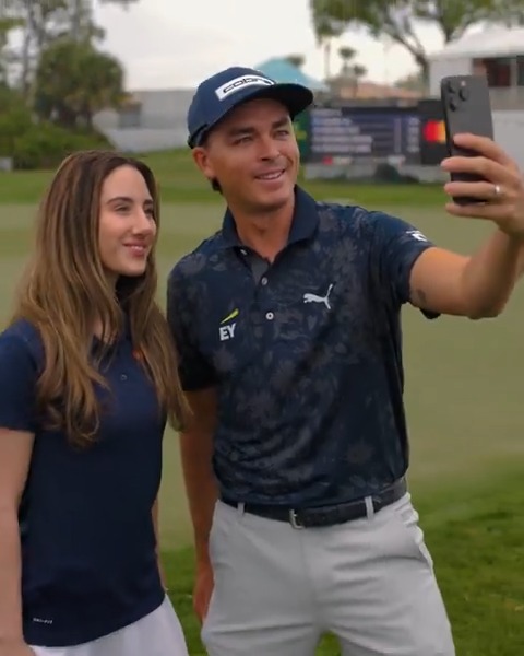 Rising above. 💛 Luci shares her inspiring story from her time at Nicklaus Children's with #PlayYellow ambassador, Rickie Fowler. #CognizantClassic
