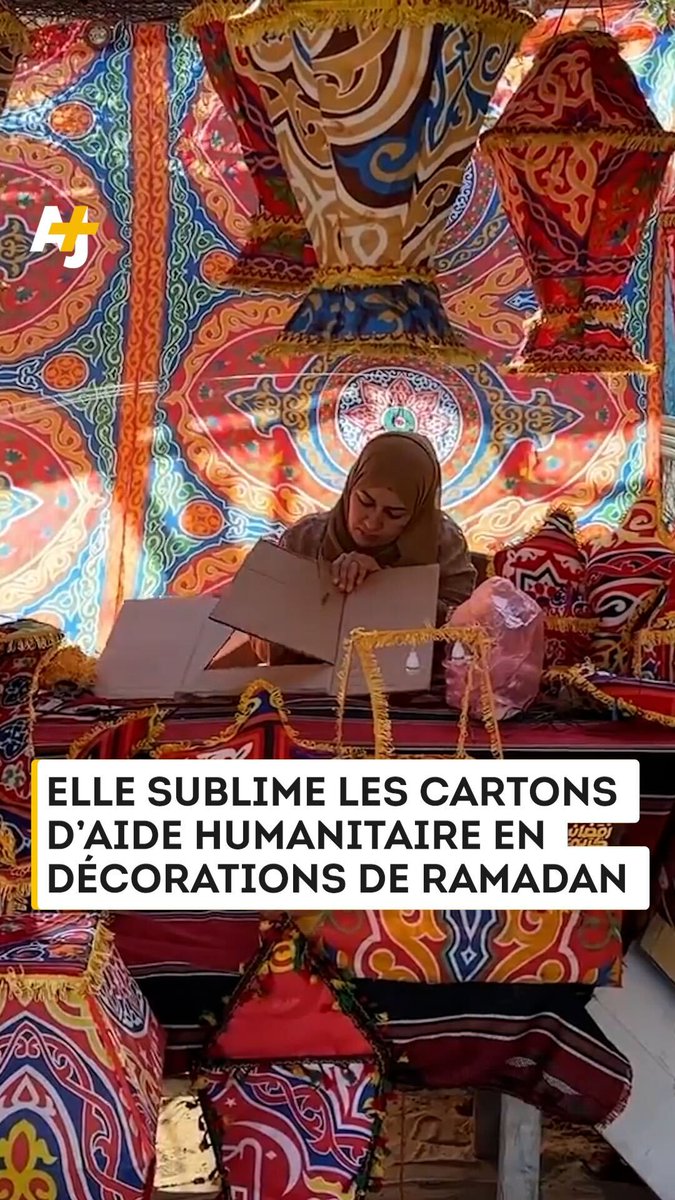 “Le carton nous a accompagnés pendant la guerre.” À Gaza, l’artiste Rihan Sharab transforme les cartons d’aide humanitaire en décorations, à l'occasion du mois de ramadan.