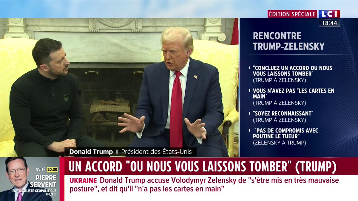 🔴 Rencontre Trump/Zelensky 🗣️ "Vous devez être reconnaissant" lance Donald Trump à Volodymyr Zelensky