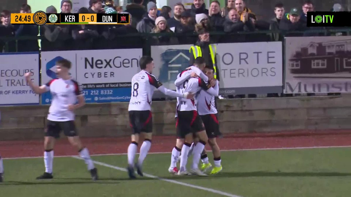 Dundalk in front! Dean Ebbe gets his first of the season in Kerry.