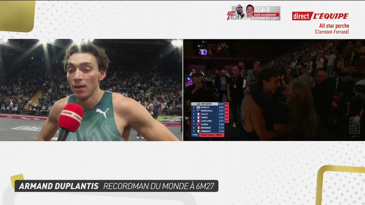 La réaction d'Armand Duplantis après son record du monde !!