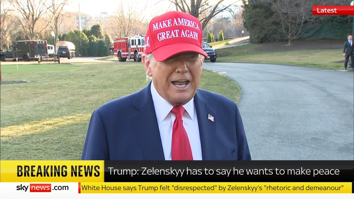 'Zelenskyy overplayed his hand - he must say he wants to make peace.' Donald Trump, speaking at Joint Base Andrews, says Zelenskyy mishandled Oval Office talks. He insists the US seeks peace, "not a decade-long war." 📺 Sky 501, Virgin 602 and YouTube